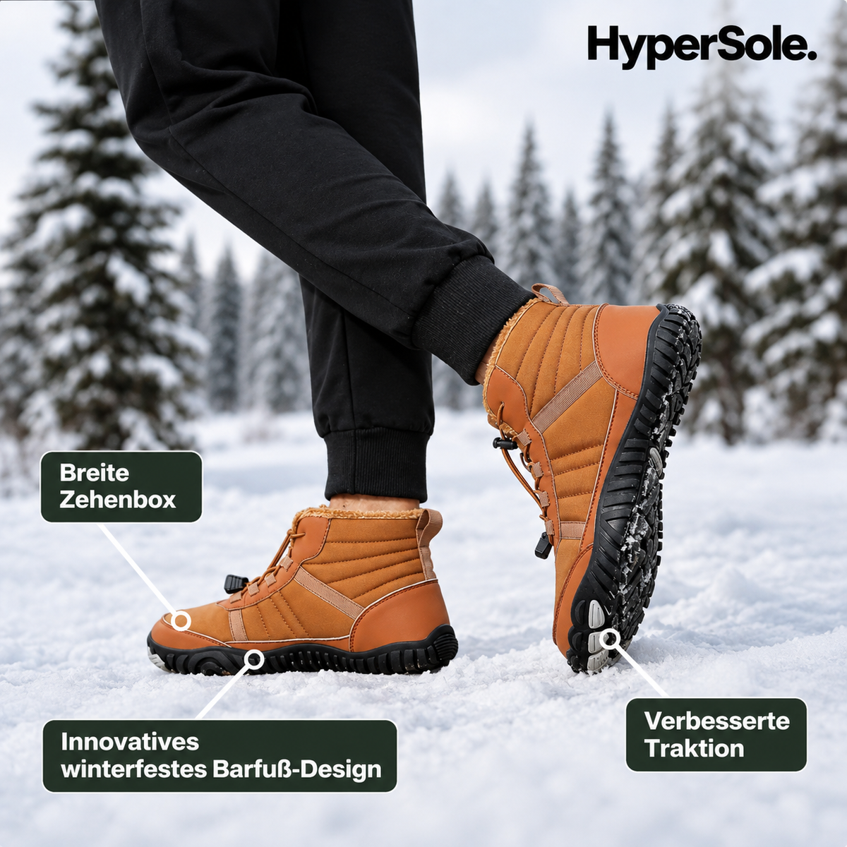 HyperSole Trek – Warme Barfußschuhe für Outdoor-Komfort und Stabilität
